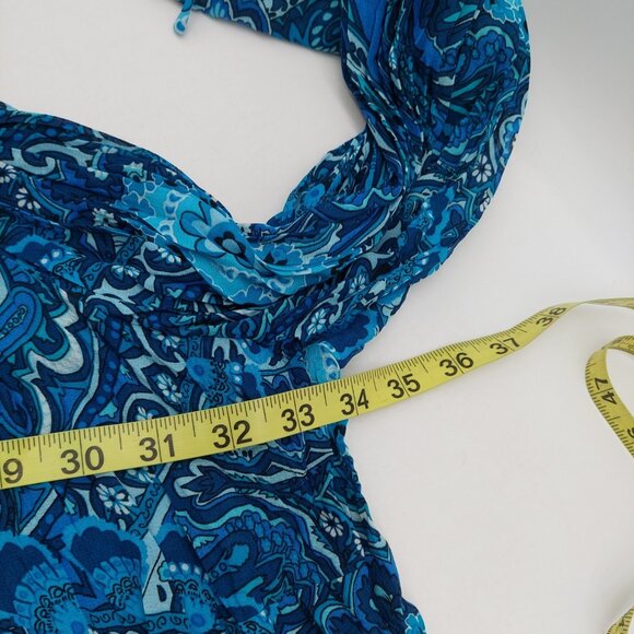 Maggie Barnes Womens Blouse Size 5x Ruffle Button Blue Black - Picture 6 of 7